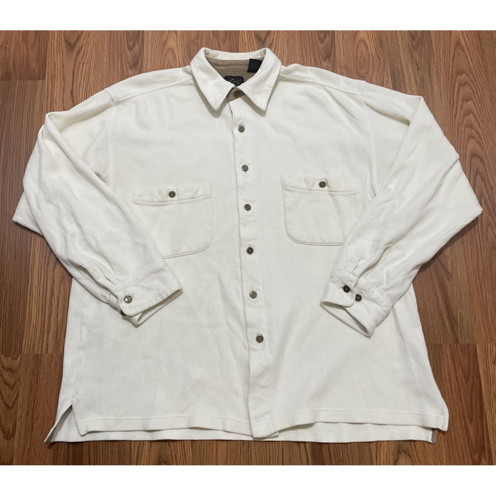 Greg Norman Corduroy Shacket Mens Large Western Utility Overshirt Ivory